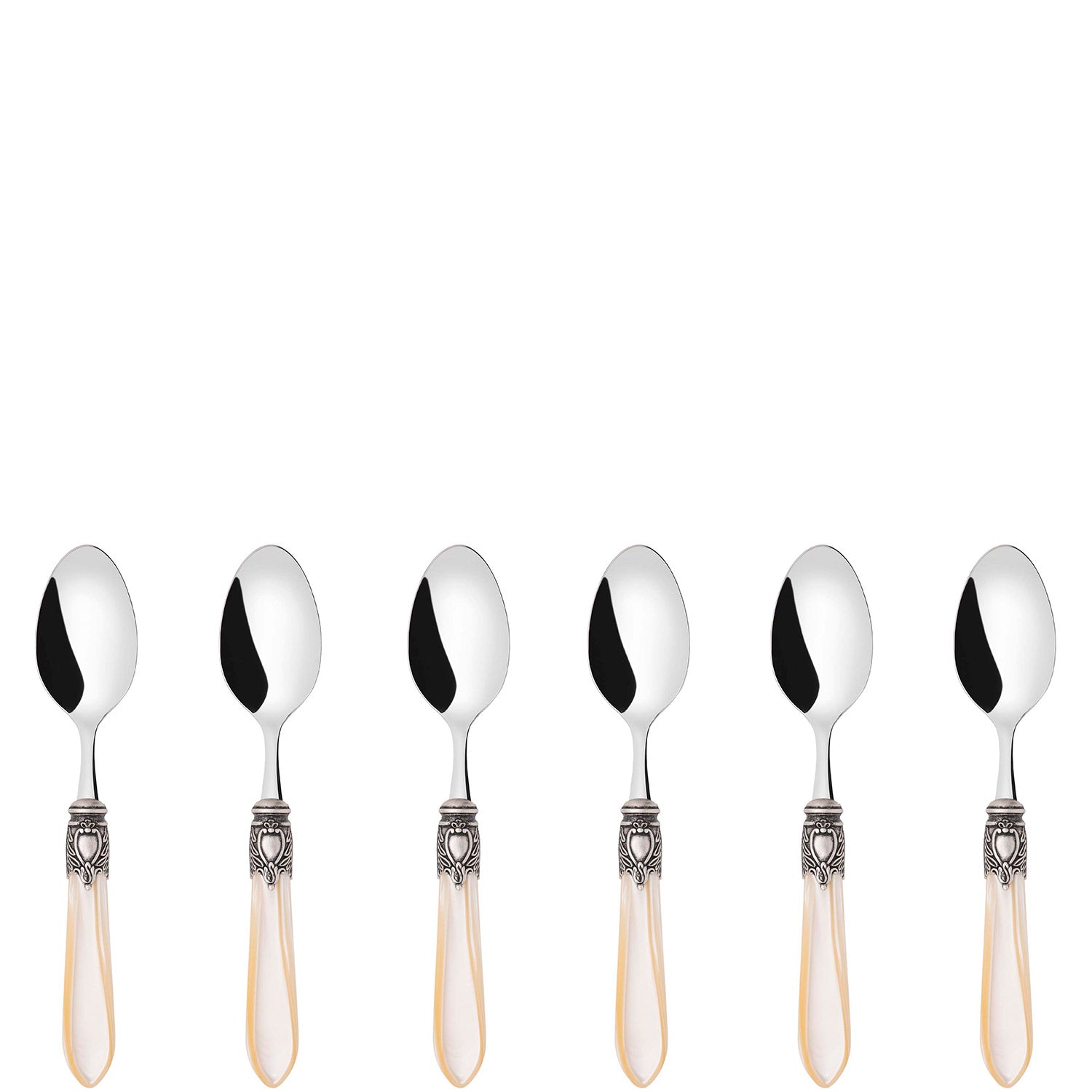 Oxford Antique 6 Piece Coffee Spoon Set Ivory
