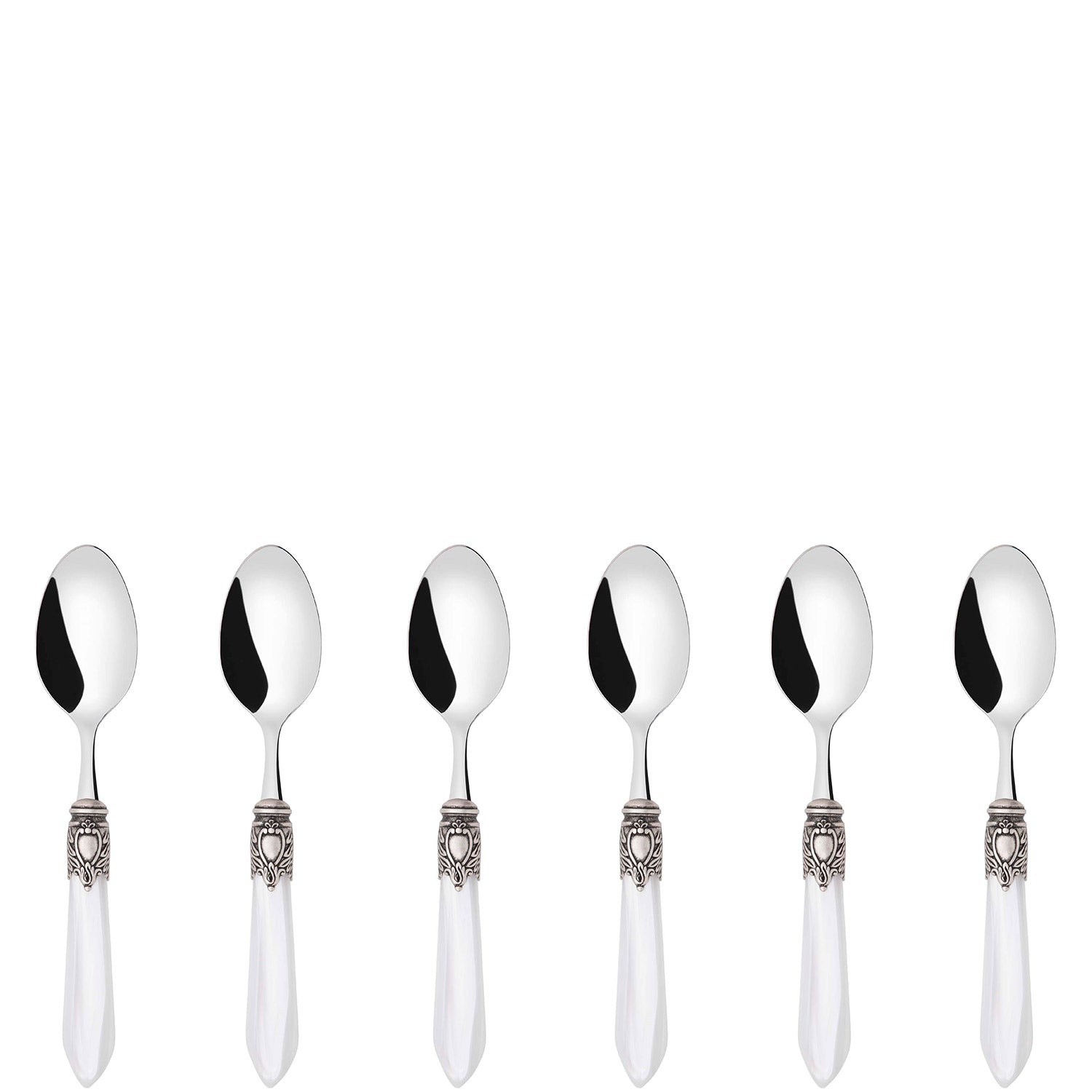 Oxford Antique 6 Piece Coffee Spoon Set White