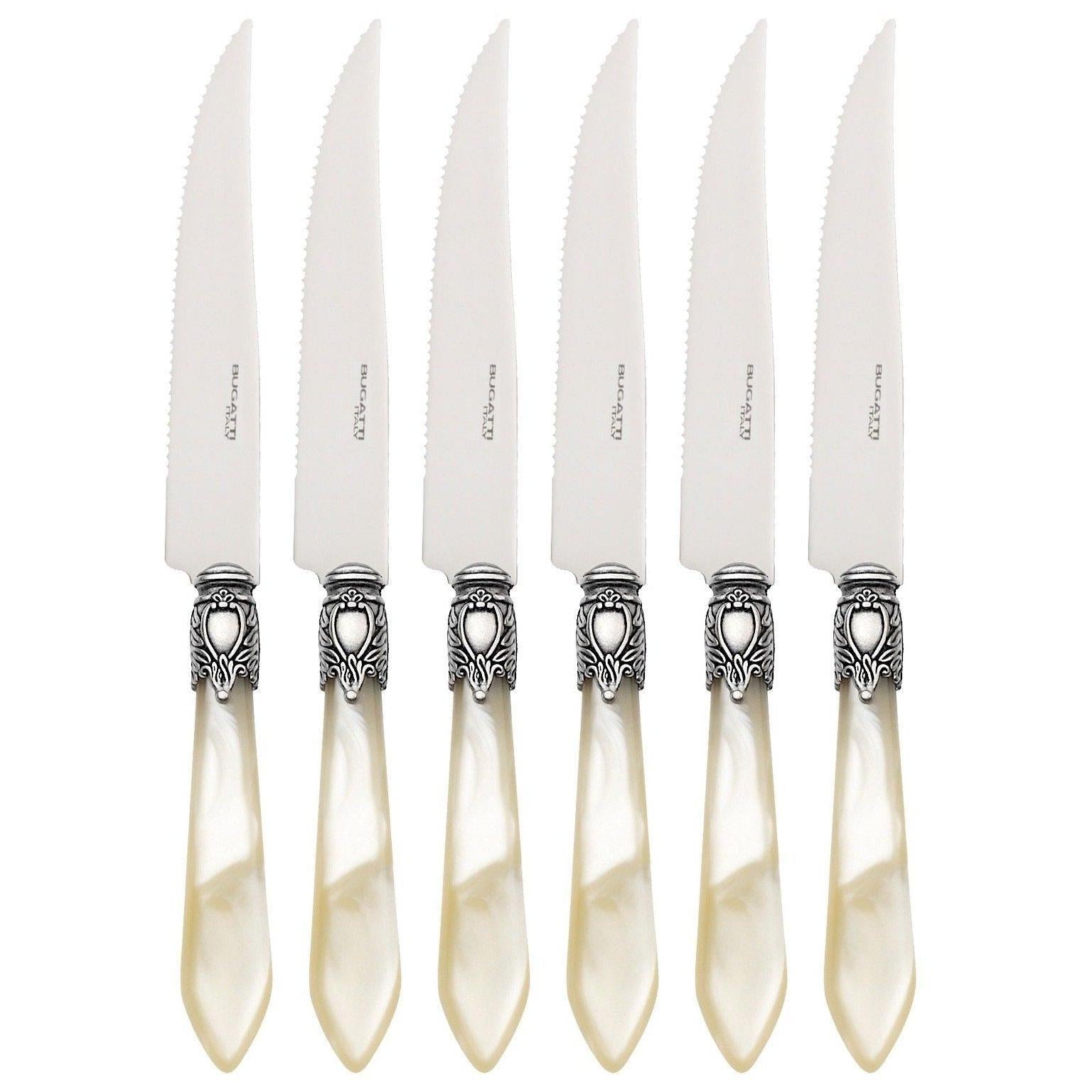 Oxford Antique 6 Piece Steak knife Set - IVORY-Casa Bugatti USA