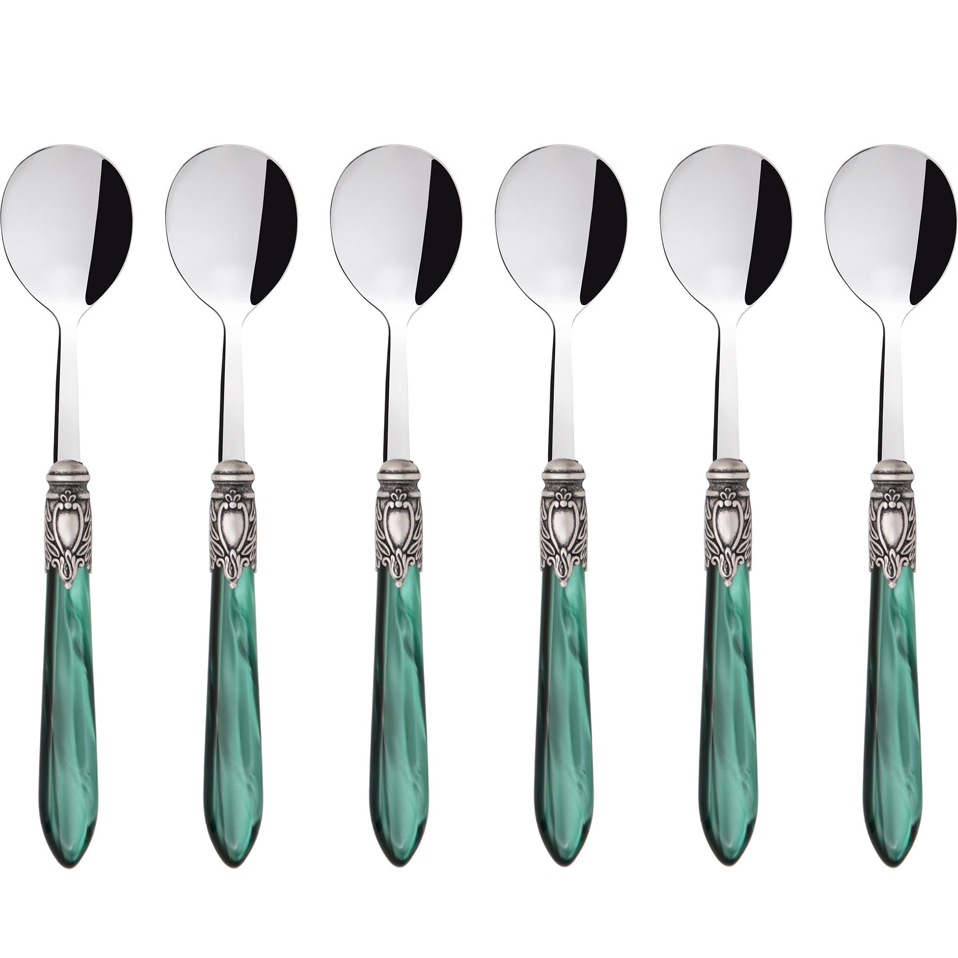 Oxford Antique Asian Rice Spoons Set -  Emerald Green