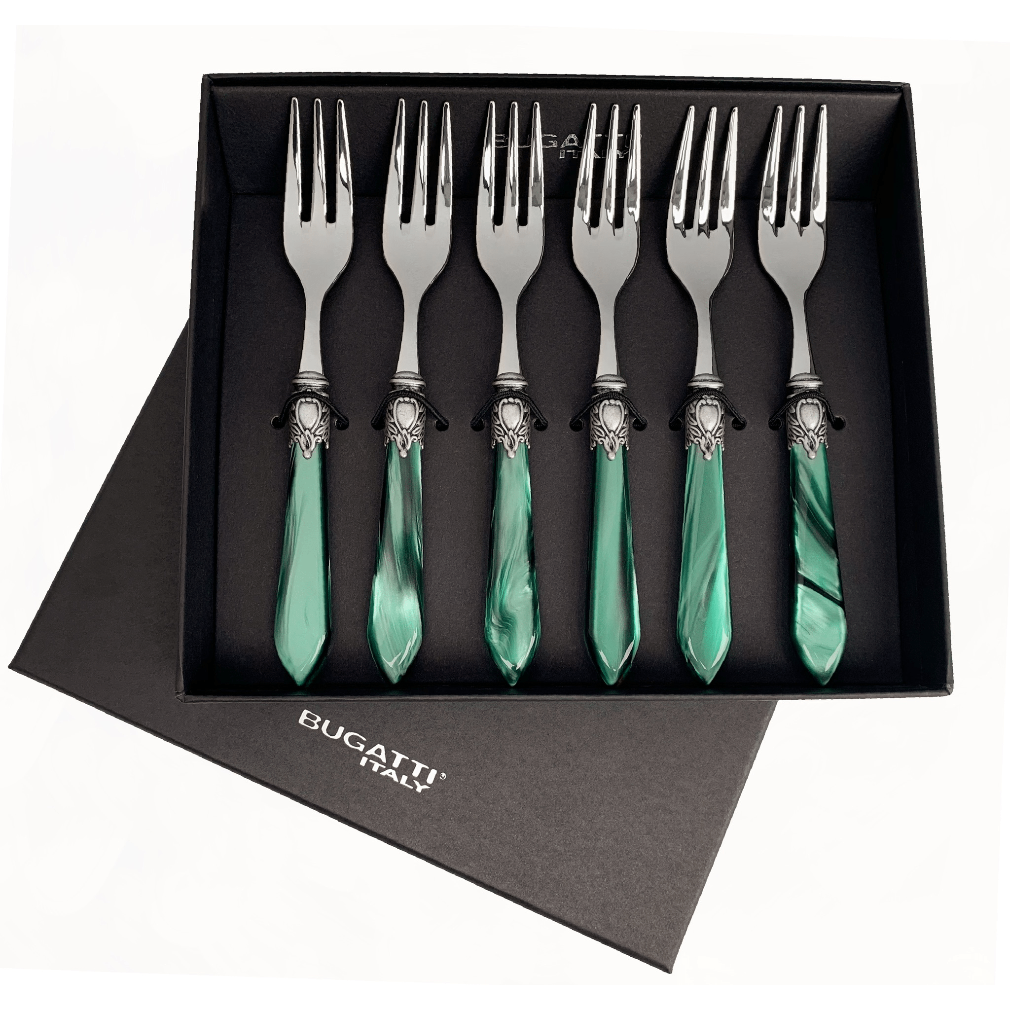 Oxford Antique 6 Piece Cocktail Fork Set Green-Casa Bugatti USA