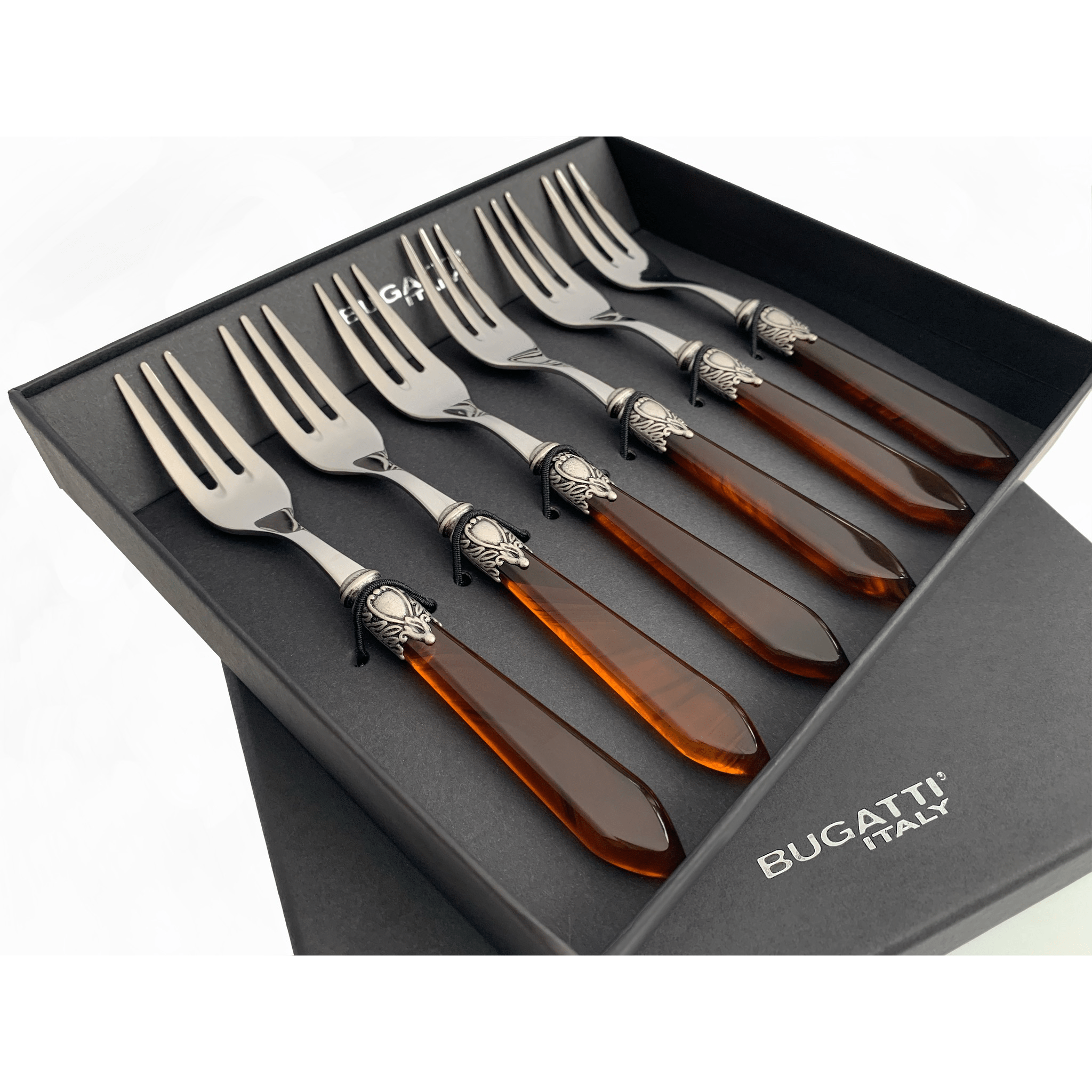 Oxford Antique 6 Piece Cocktail Fork Set Tortoise Shell-Casa Bugatti USA