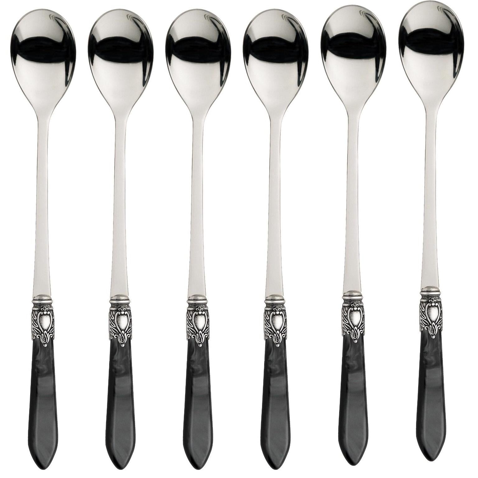 Oxford Antique 6 Piece Cocktail / Latte Spoons Charcoal-Casa Bugatti USA