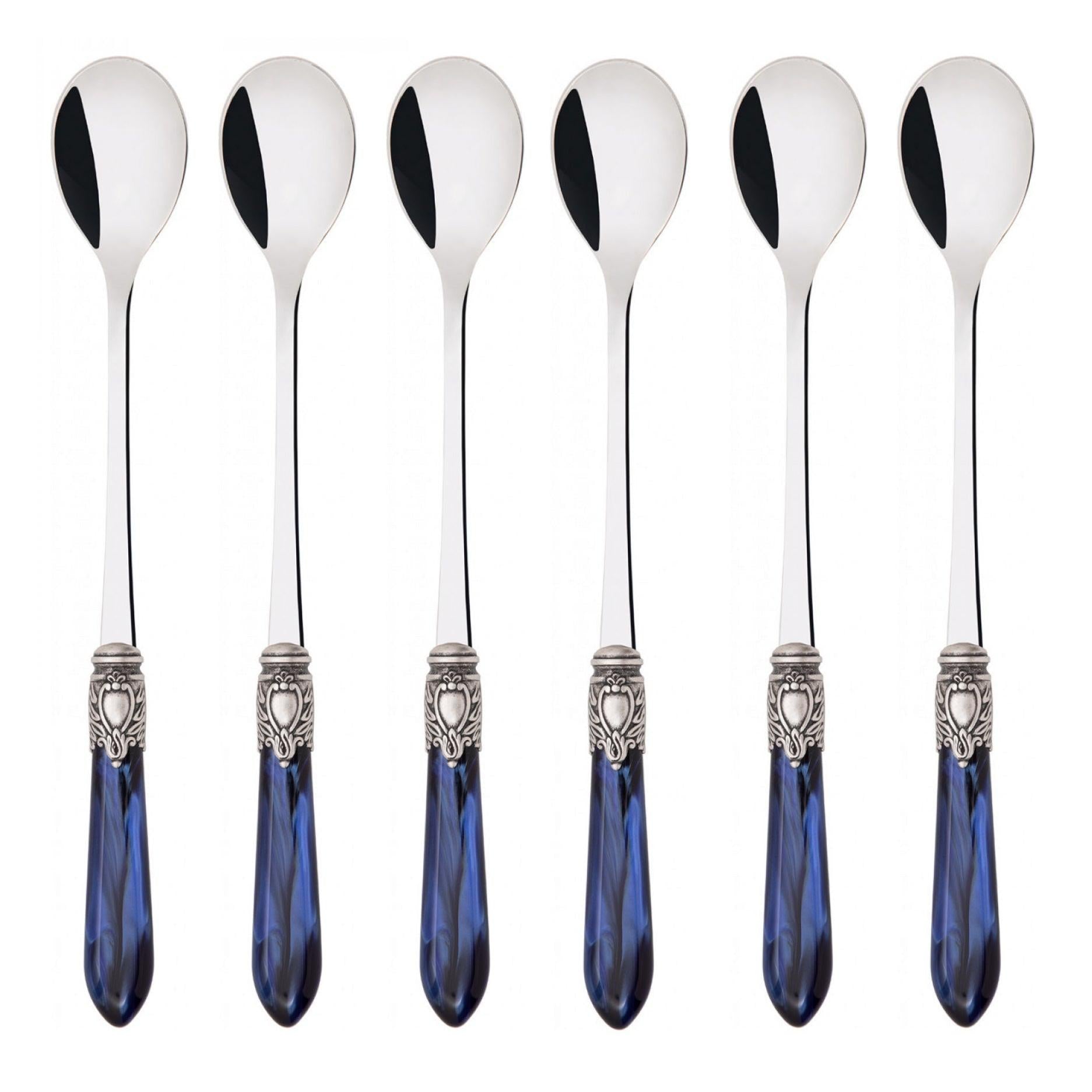 Oxford Antique Ice Tea / Cocktail Spoon Set Royal Blue-Casa Bugatti USA