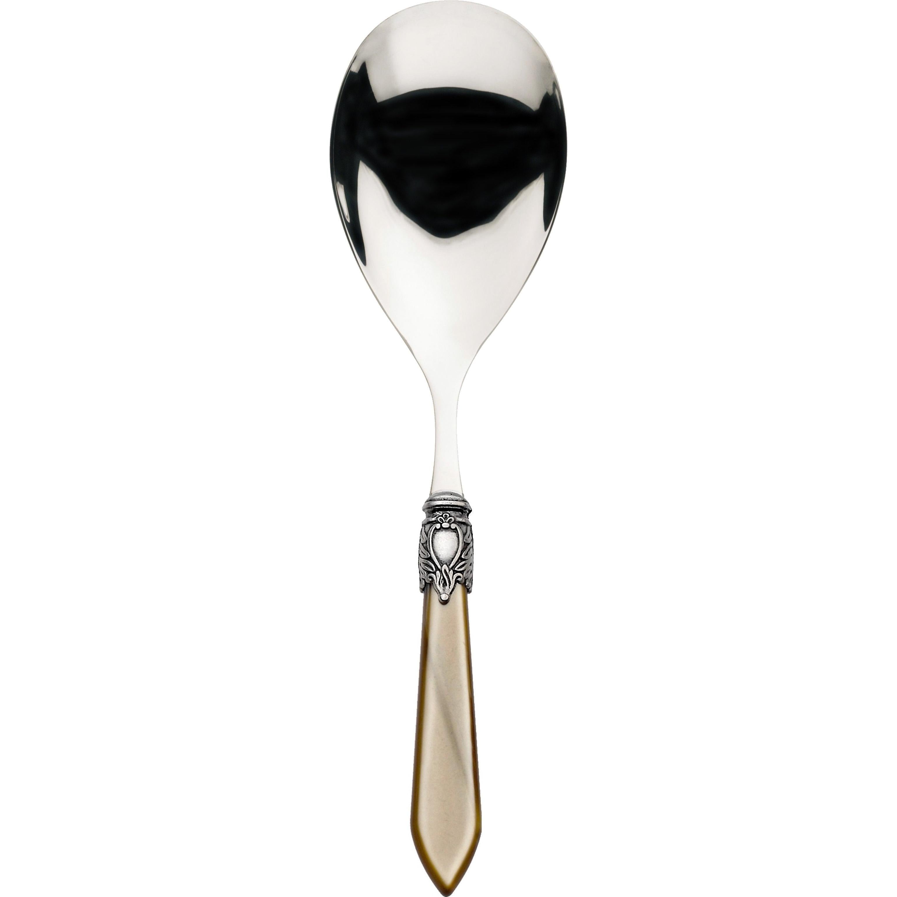 Oxford Antique Rice Casserole Serving Spoon - TAUPE / ONYX-Casa Bugatti USA