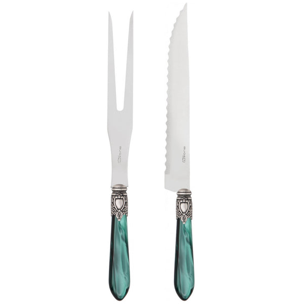 Oxford Antique Roast Carving Set - Emerald Green