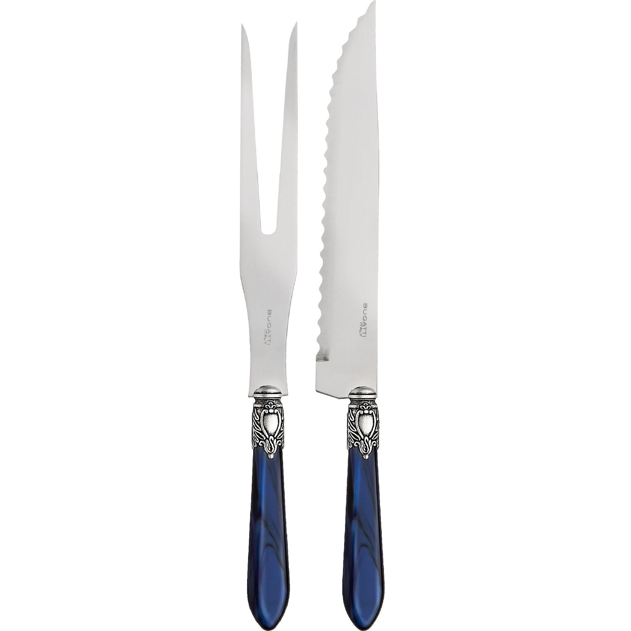 Oxford Antique 2 Piece Carving Set Royal Blue-Casa Bugatti USA