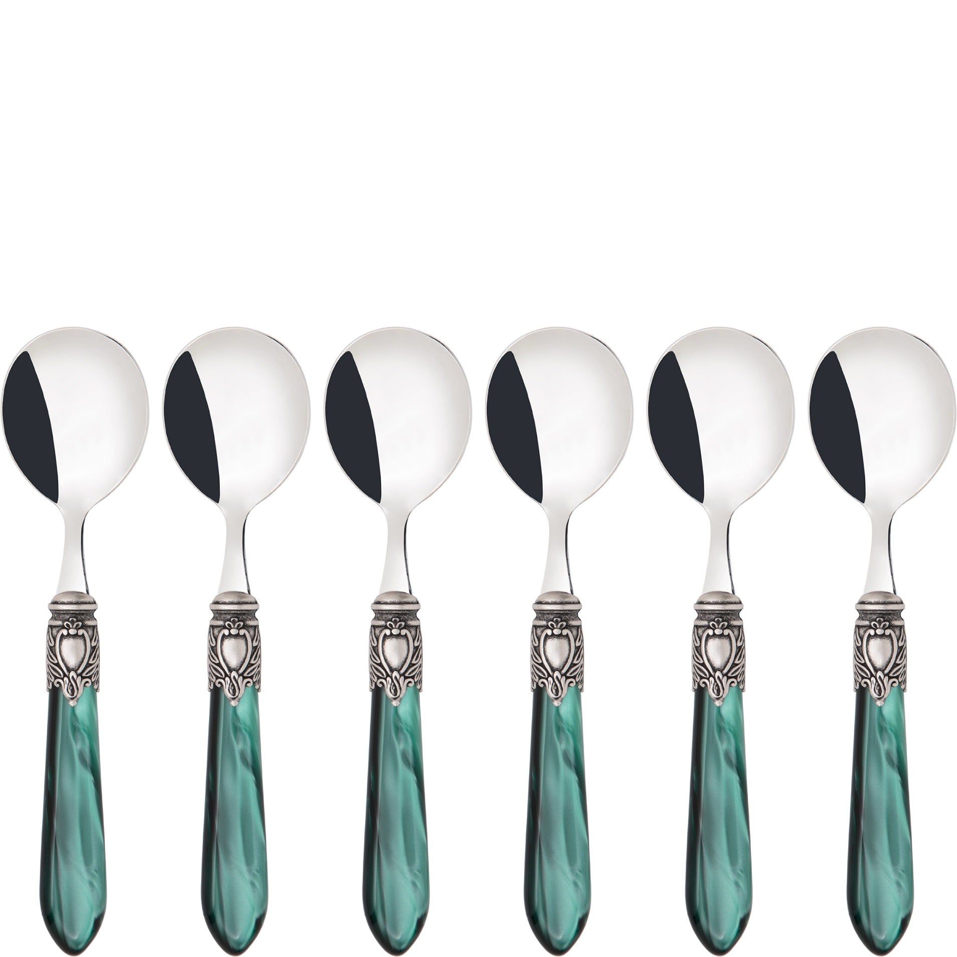 Oxford Antique Soup Spoons Set -  Emerald Green