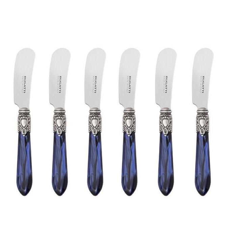 Oxford Antique 6 Spreaders Butter Knives - ROYAL BLUE