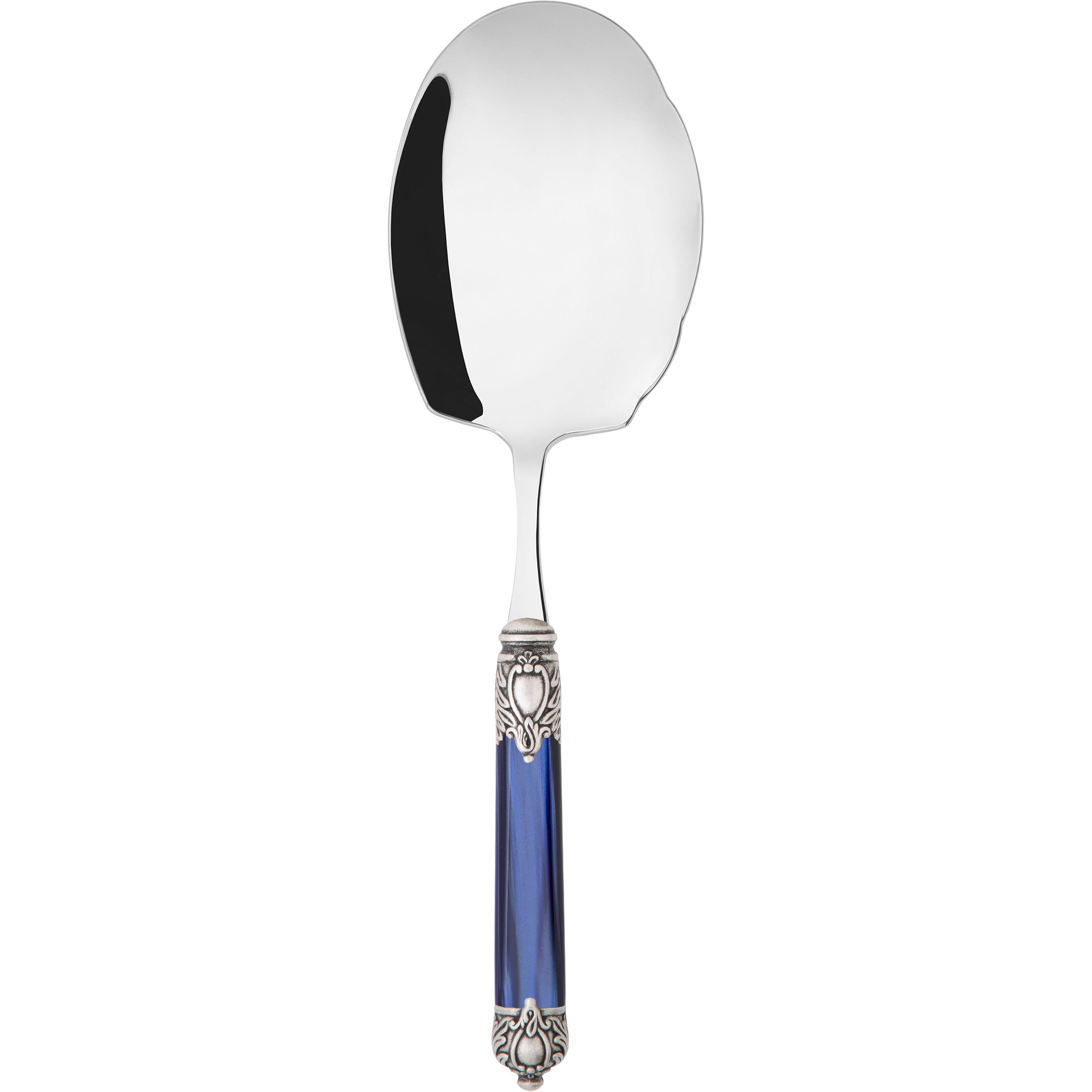 Rinascimento Antique Silver Kebab Serving Spoon - Royal Blue-Casa Bugatti USA