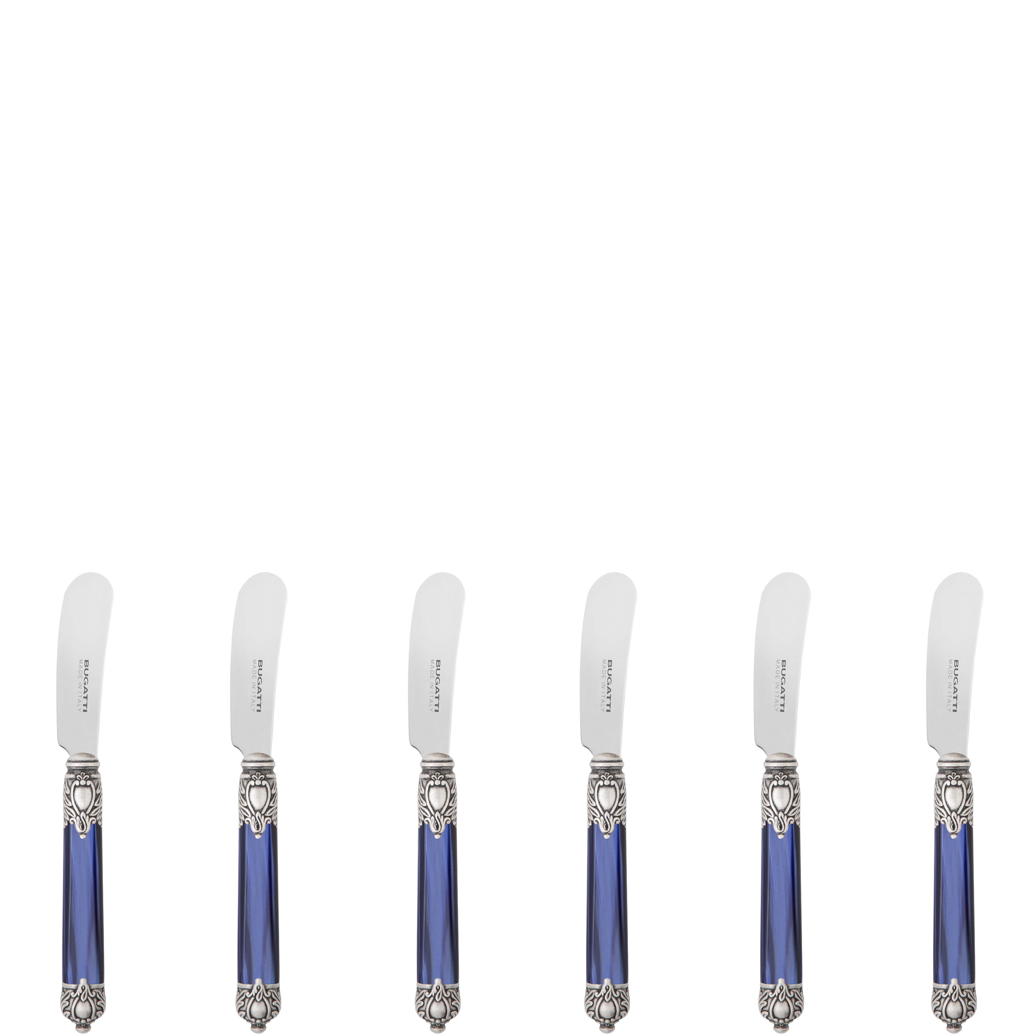 Rinascimento Antique Silver Butter Knife Set - Royal Blue-Casa Bugatti USA