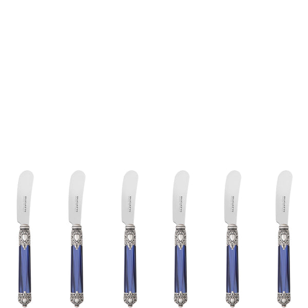 Rinascimento Antique Silver Butter Knife Set - Royal Blue-Casa Bugatti USA