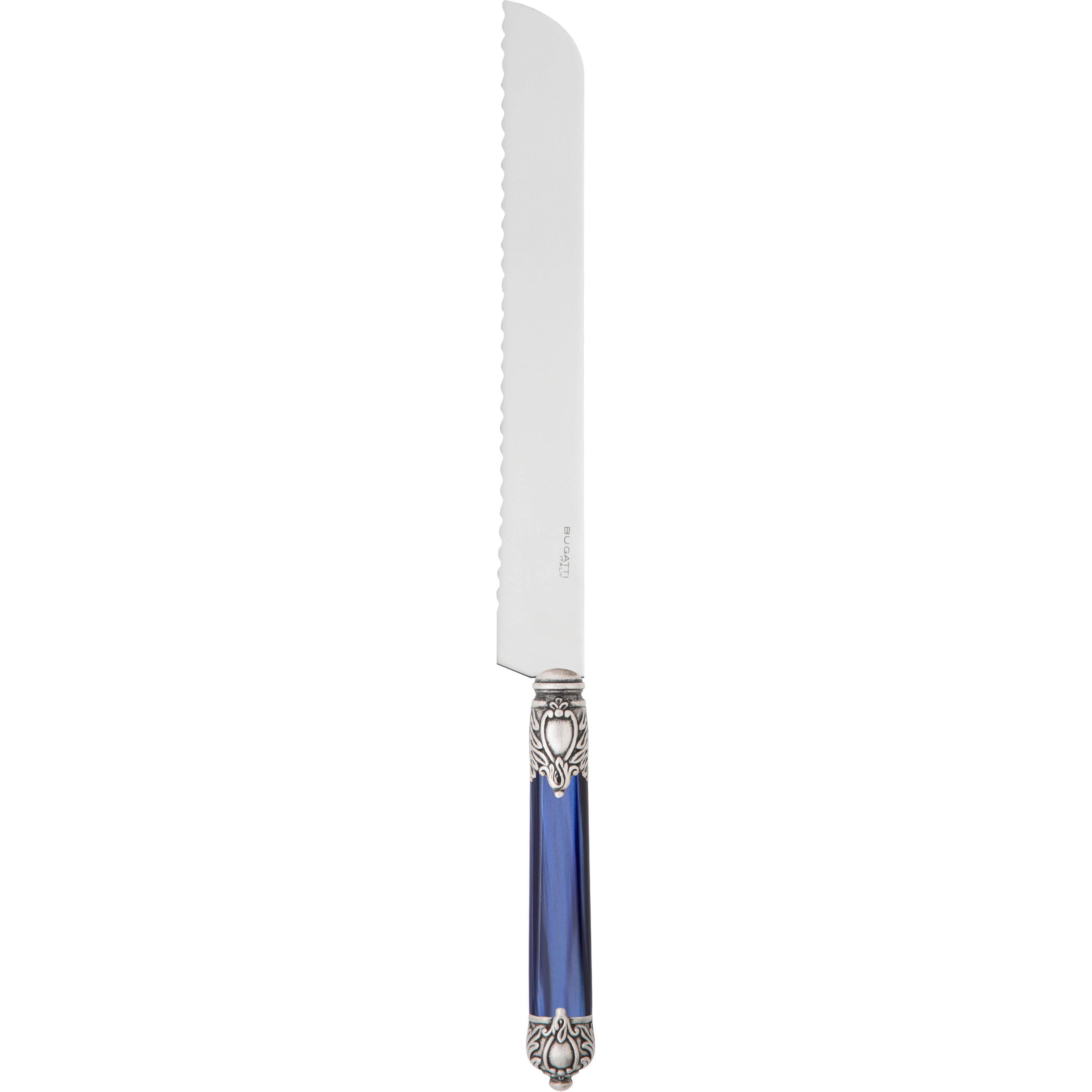 Rinascimento Antique Silver Bread Knife - Royal Blue-Casa Bugatti USA