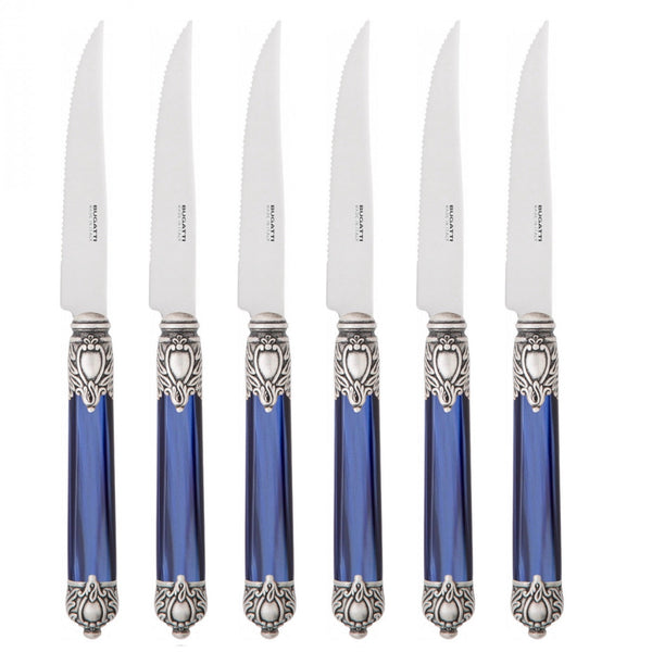 Rinascimento Antique Gold Steak Knife Set, Royal Blue — Casa Bugatti