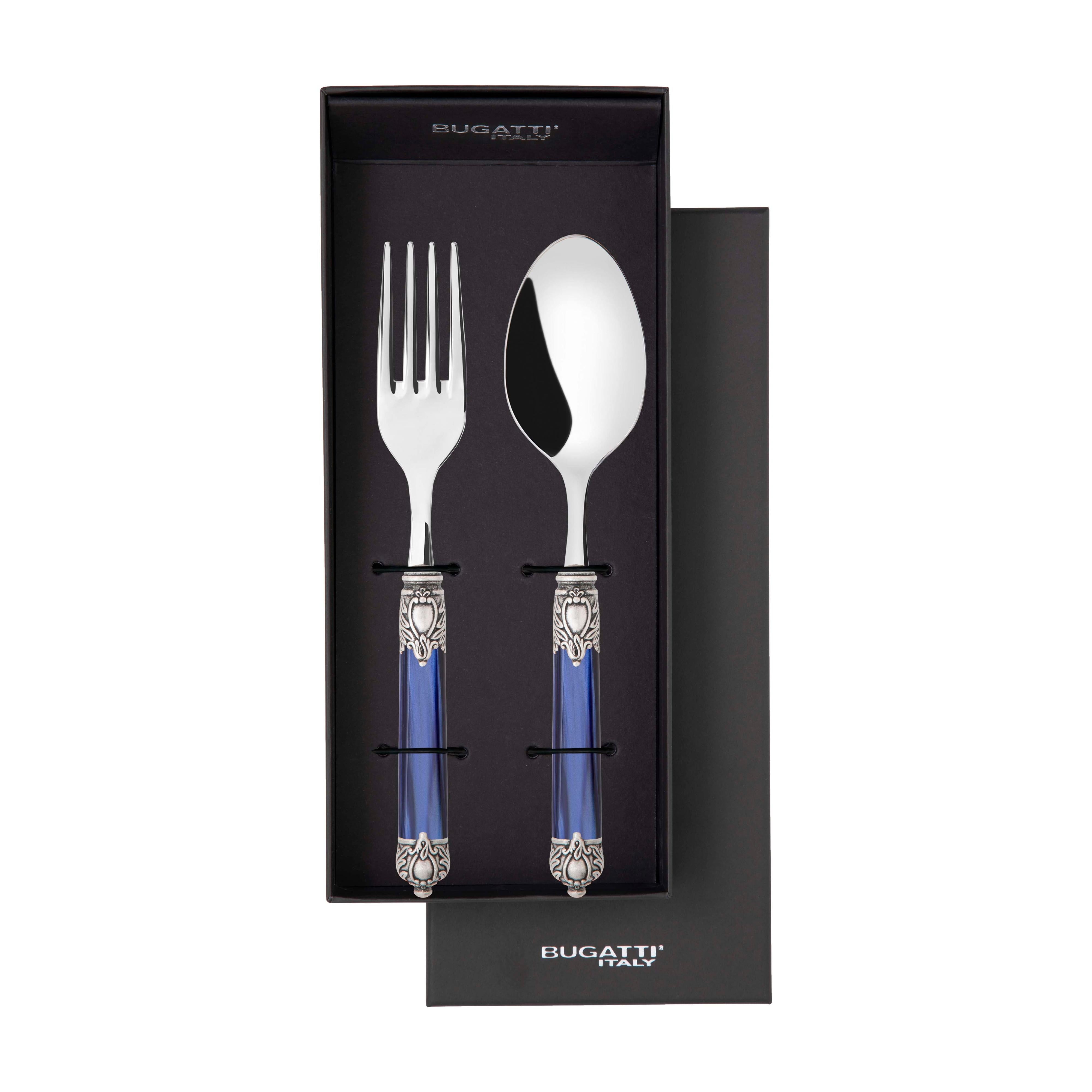 Rinascimento Antique Silver 2 Piece Serving Set in Gift Box - Royal Blue-Casa Bugatti USA