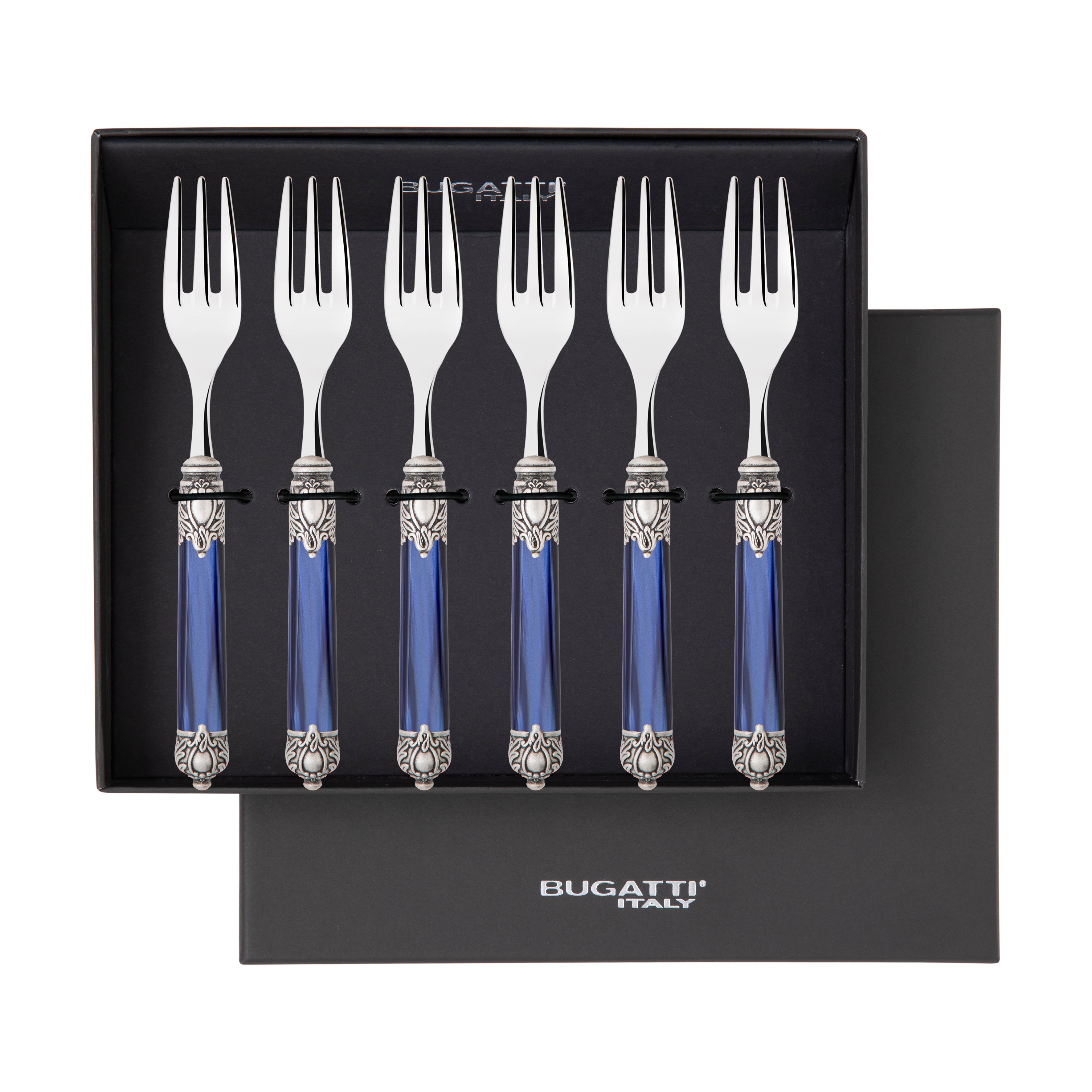 Rinascimento Antique Cocktail / Cake Forks Set in Gift Box - Royal Blue