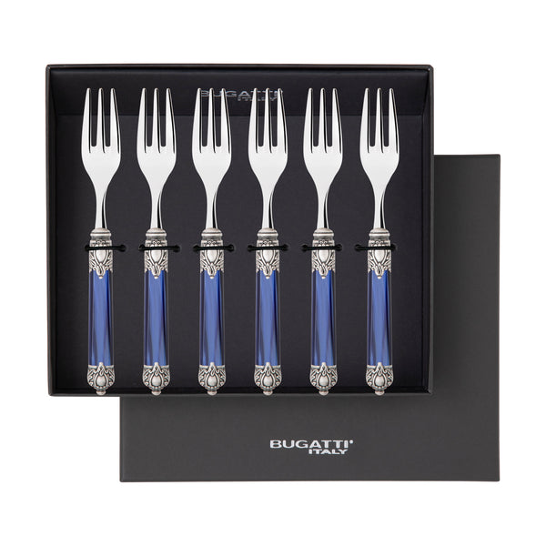 Rinascimento Antique Cocktail / Cake Forks Set in Gift Box - Royal Blue