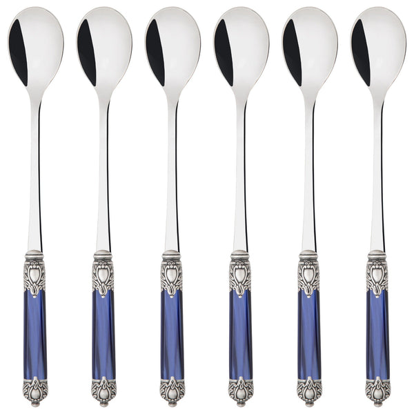 Rinascimento Antique Silver Ice Tea Spoon Set, Royal Blue — Casa Bugatti