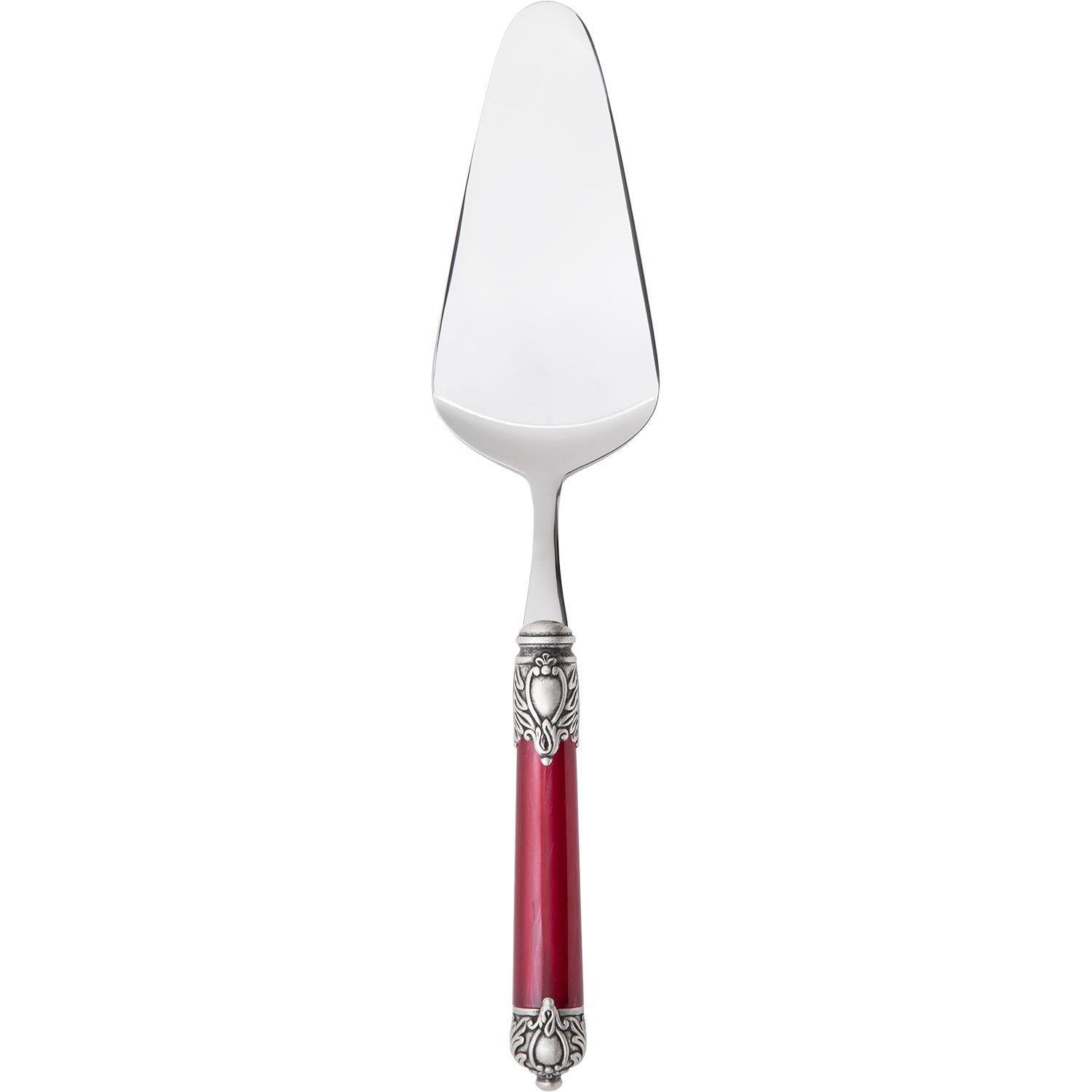 Rinascimento Antique Silver Cake Server - Burgundy-Casa Bugatti USA