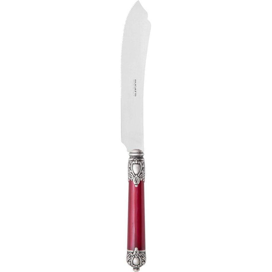 Rinascimento Antique Silver Cake Knife 28 cm (11.02 Inch) - Burgundy-Casa Bugatti USA