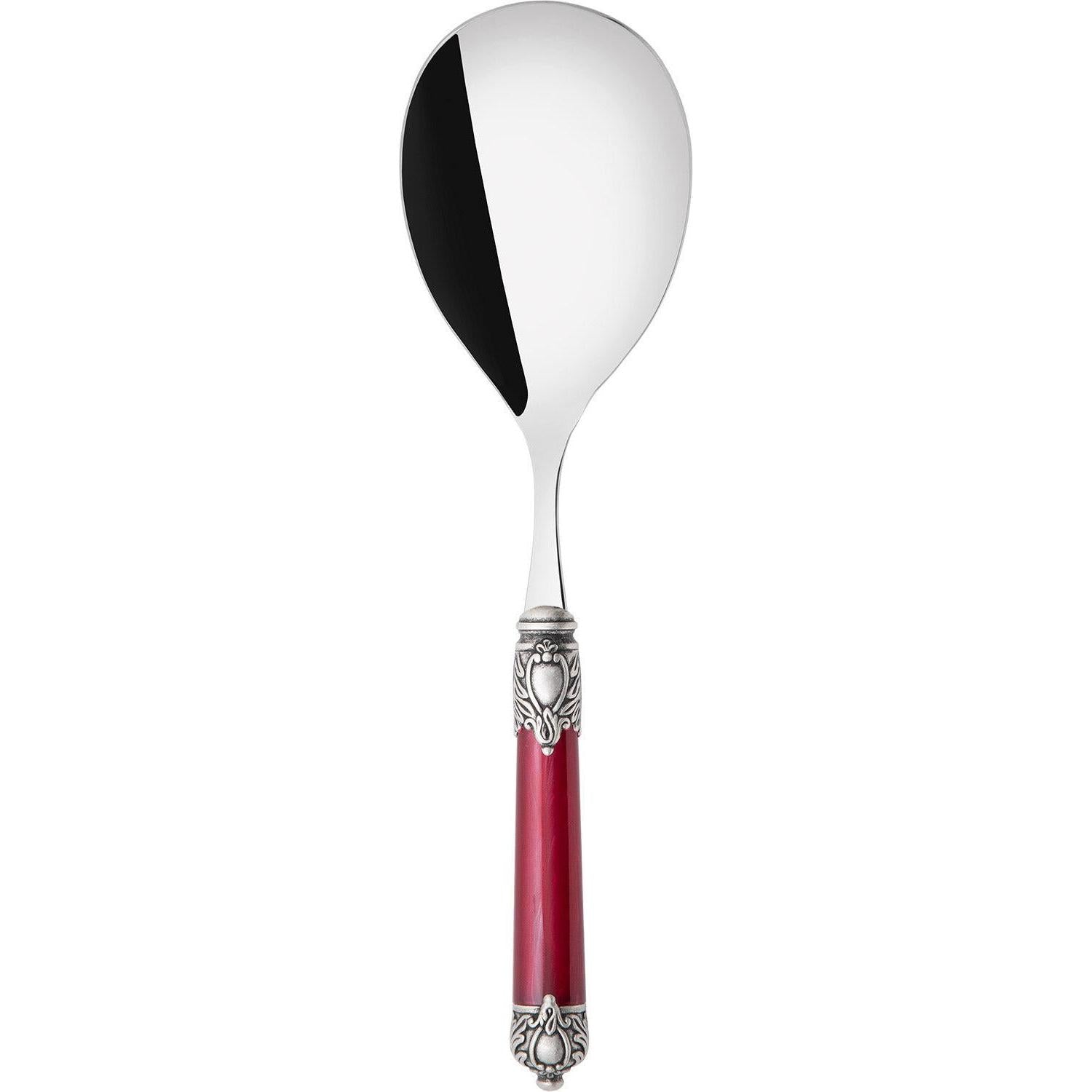 Rinascimento Antique Silver Rice Casserole Serving Spoon - Burgundy-Casa Bugatti USA