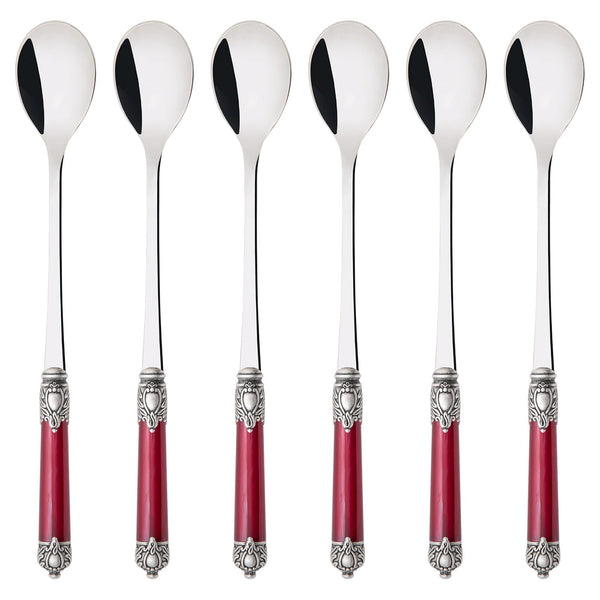 Rinascimento Antique Silver Ice Tea Spoon Set, Burgundy — Casa Bugatti
