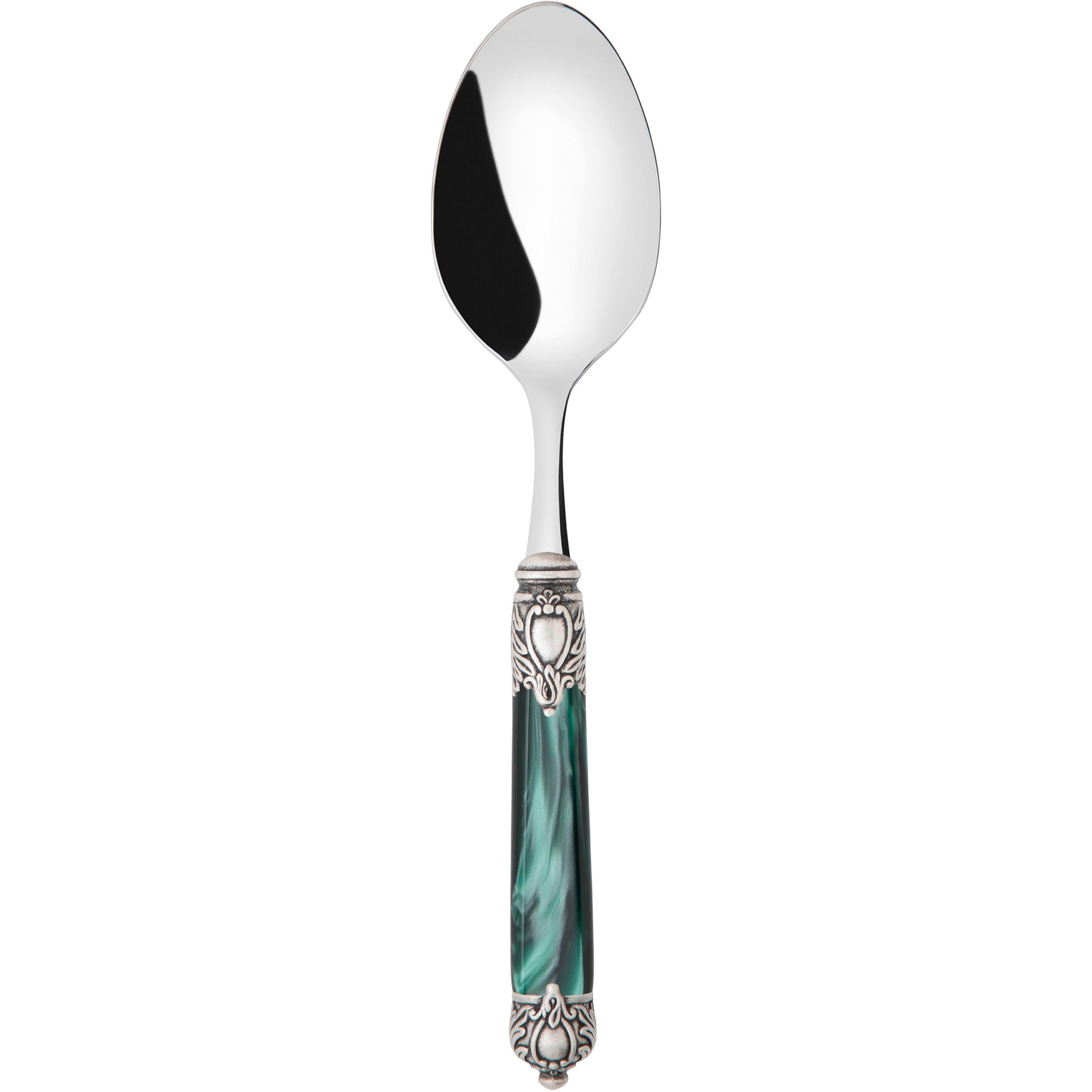 Rinascimento Antique Silver Serving Spoon - Emerald Green-Casa Bugatti USA