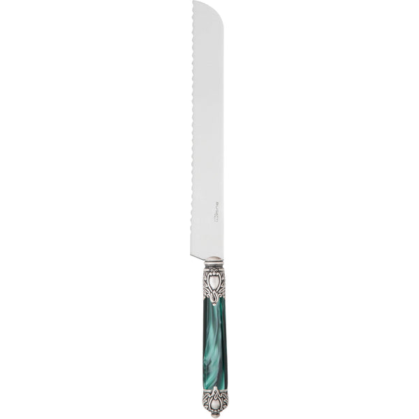 Rinascimento Antique Silver Bread Knife - Emerald Green-Casa Bugatti USA
