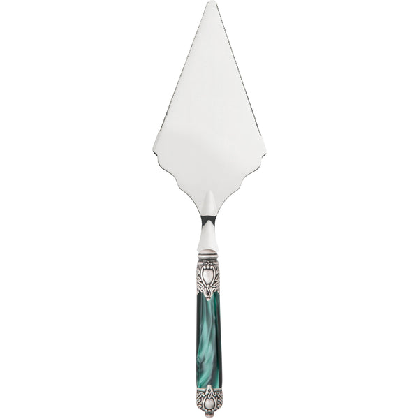 Rinascimento Antique Silver Big Cake Server Serrated - Emerald Green-Casa Bugatti USA