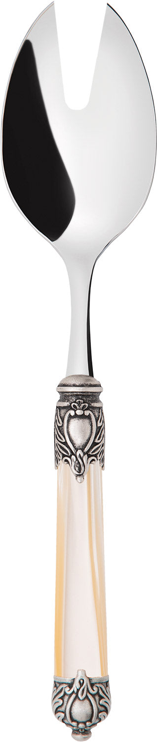 Rinascimento Antique Silver Salad Serving Fork, Ivory — Casa Bugatti