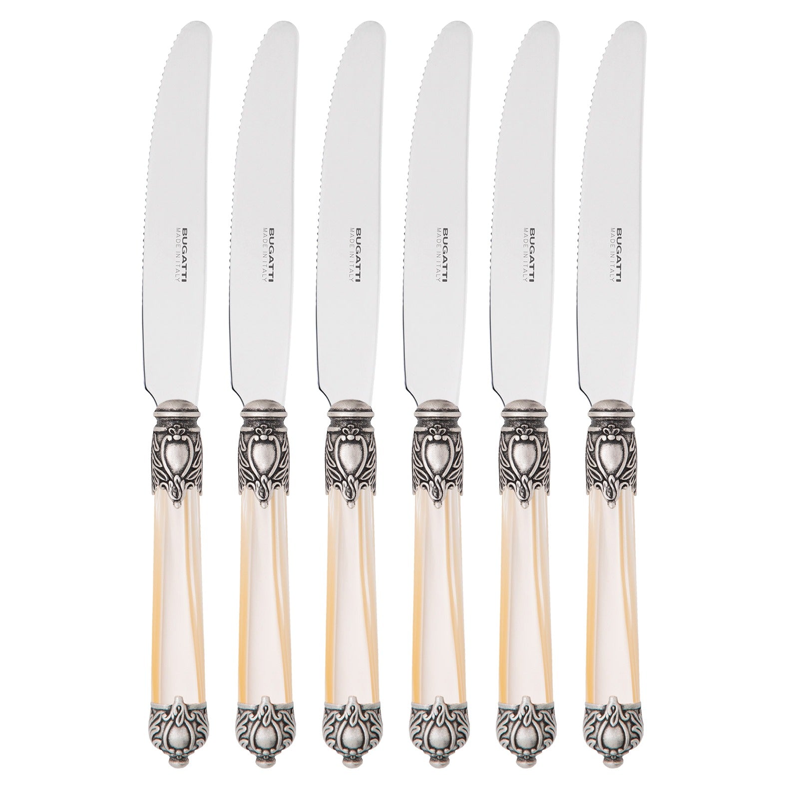 Rinascimento Antique Silver Fruit Knife Set 17,5 cm (6.89 Inch), Ivory — Casa Bugatti