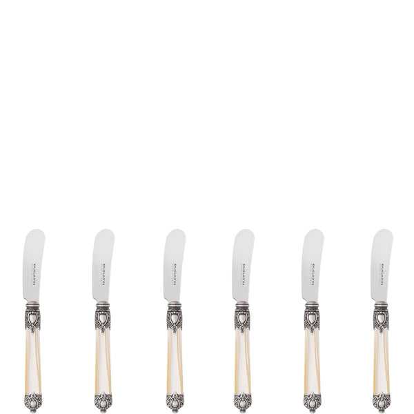 Rinascimento Antique Silver Butter Knife Set, Ivory — Casa Bugatti