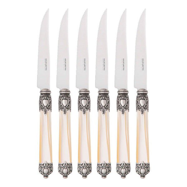Rinascimento Antique Gold Steak Knife Set, Ivory — Casa Bugatti