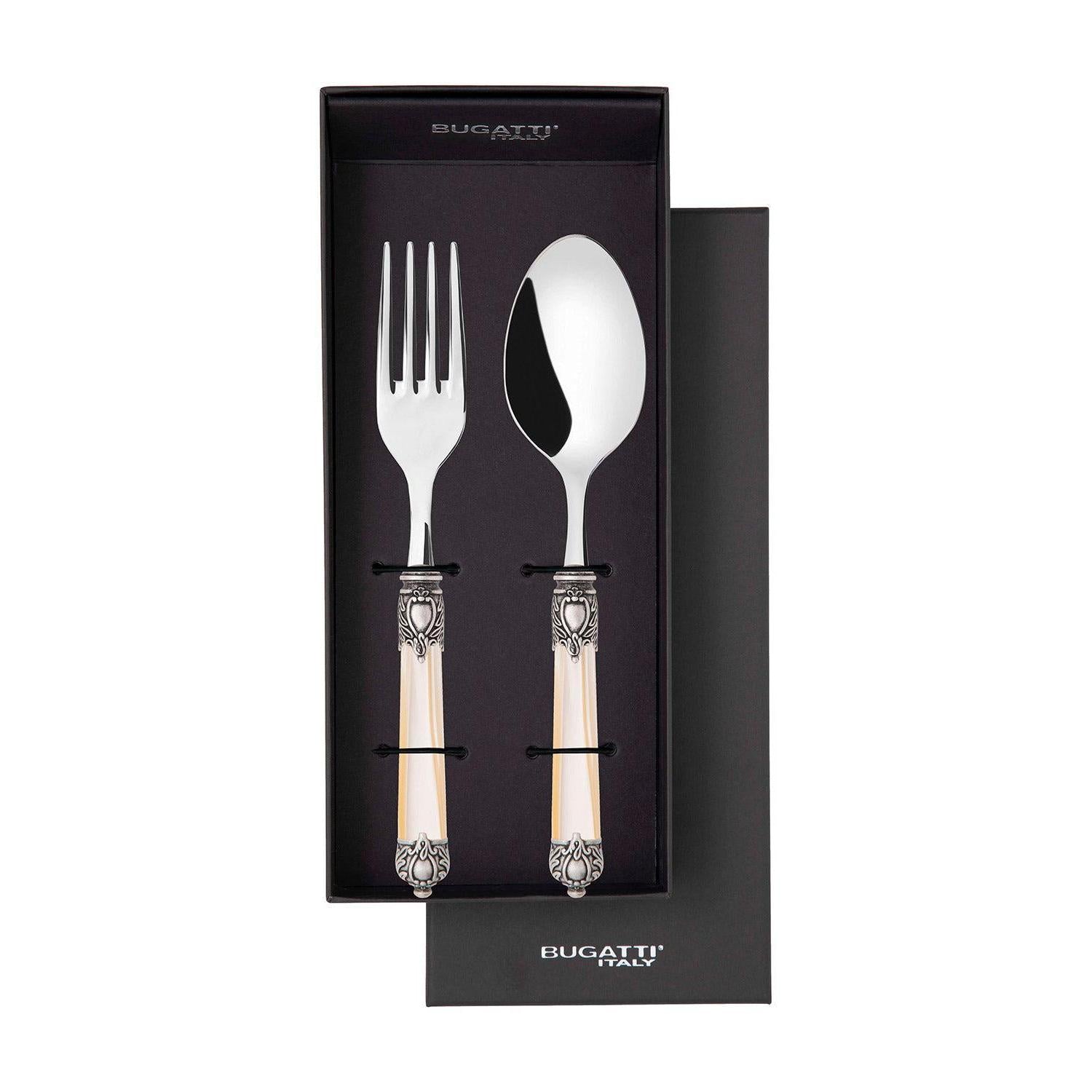 Rinascimento Antique Silver 2 Piece Serving Set in Gift Box - Ivory-Casa Bugatti USA