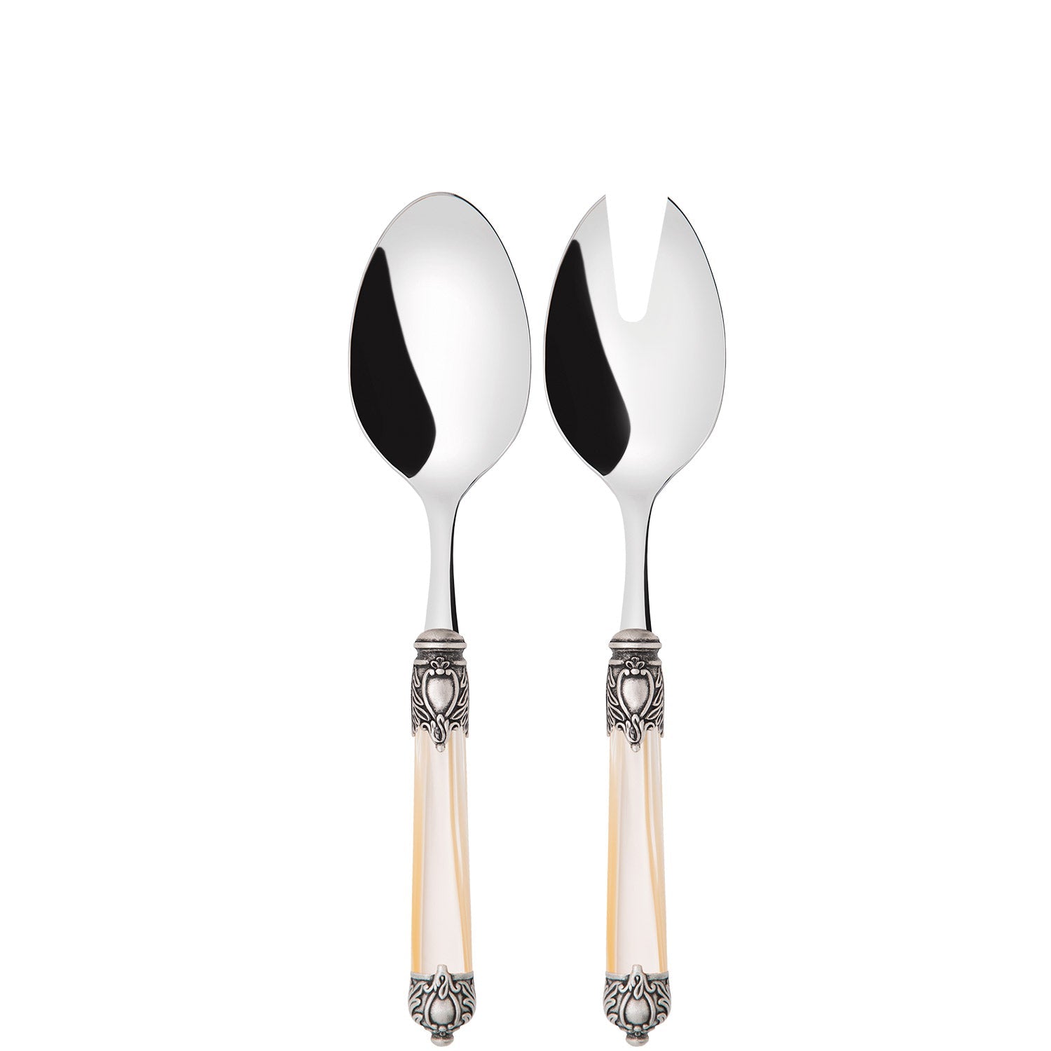 Rinascimento Antique Silver 2 Piece Salad Set in Gift Box - Ivory-Casa Bugatti USA