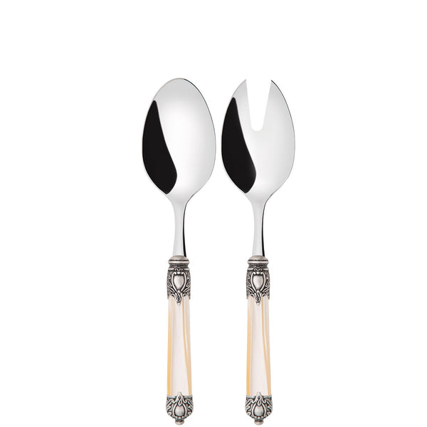 Rinascimento Antique Silver 2 Piece Salad Set in Gift Box - Ivory-Casa Bugatti USA