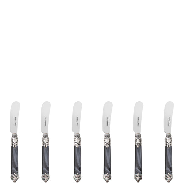 Rinascimento Antique Silver Butter Knife Set, Charcoal — Casa Bugatti