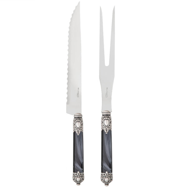 Rinascimento Antique Silver Roast Carving Set, Charcoal — Casa Bugatti