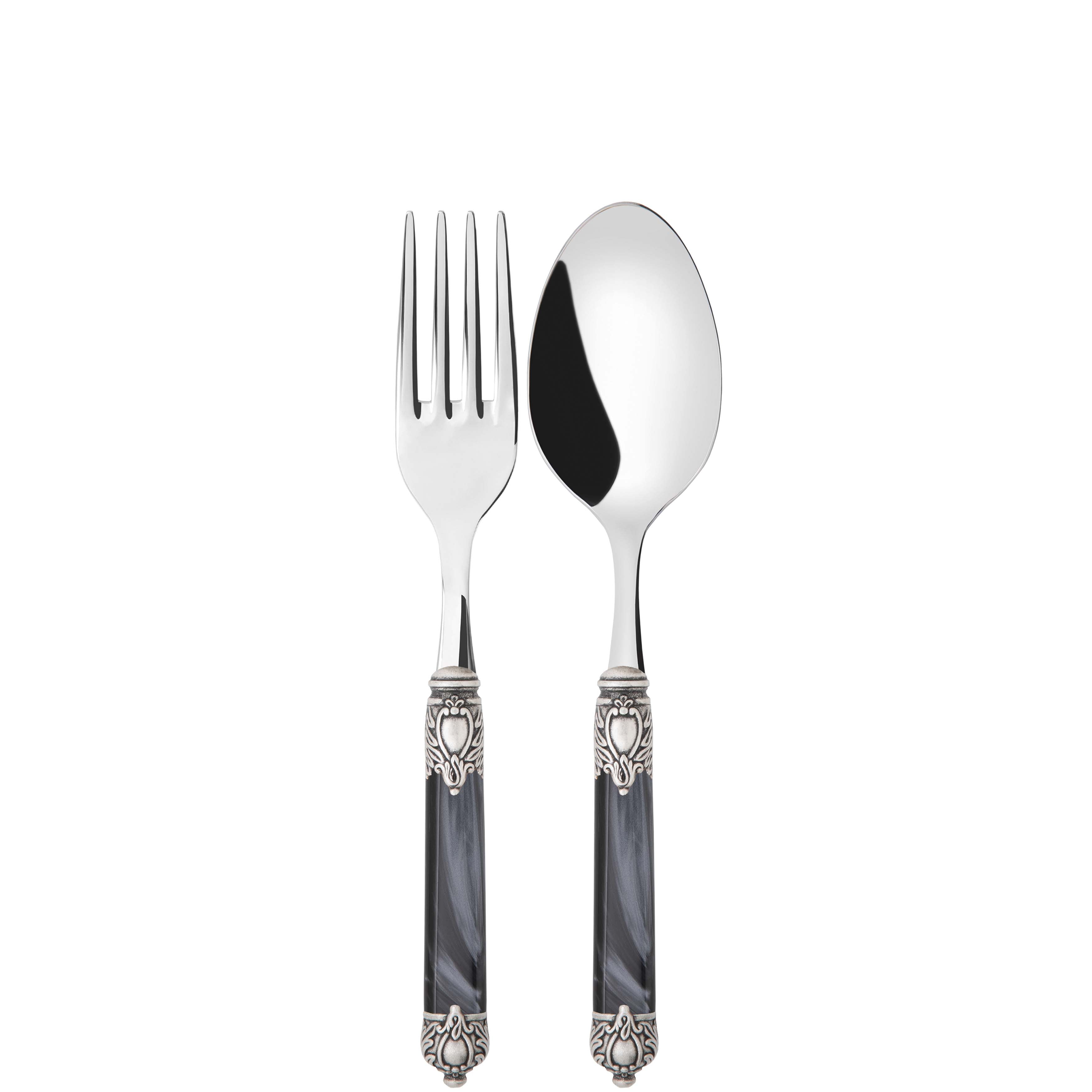 Rinascimento Antique Silver 2 Piece Serving Set in Gift Box - Charcoal-Casa Bugatti USA