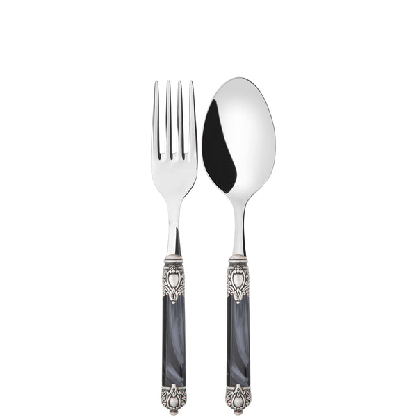 Rinascimento Antique Silver 2 Piece Serving Set in Gift Box - Charcoal-Casa Bugatti USA