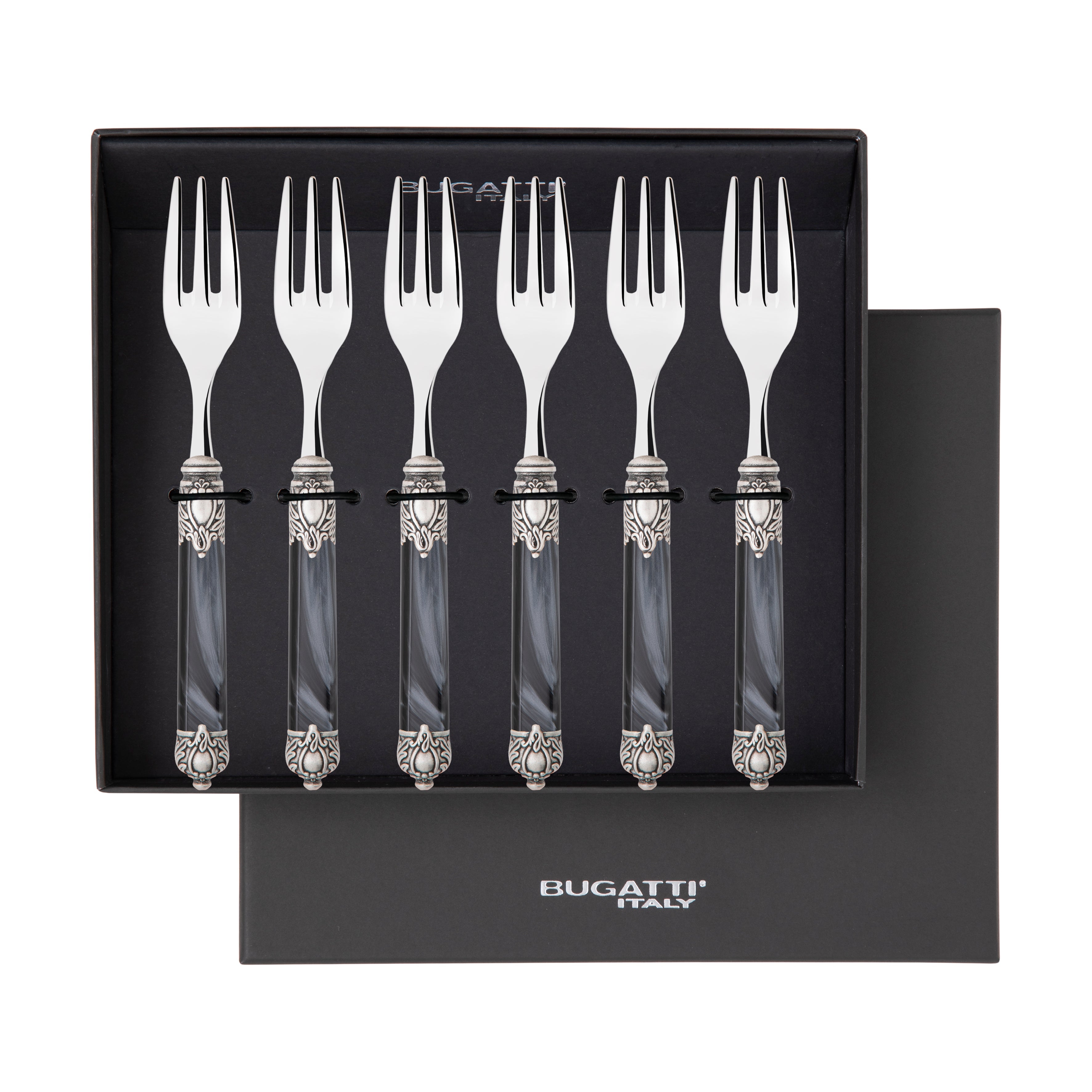 Rinascimento Antique Cocktail / Cake Forks Set in Gift Box - Charcoal