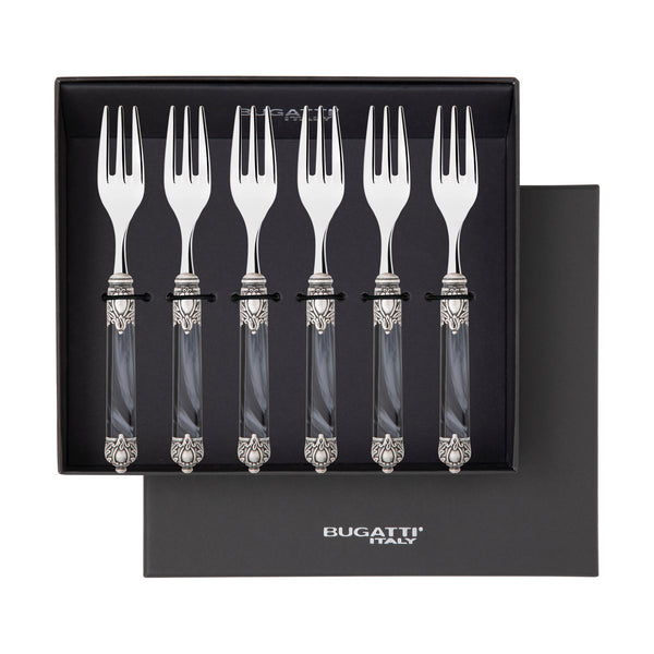 Rinascimento Antique Cocktail / Cake Forks Set in Gift Box - Charcoal
