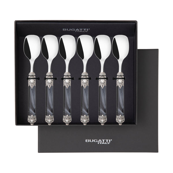 Rinascimento Antique Silver Ice Cream Spoon Set - Charcoal-Casa Bugatti USA