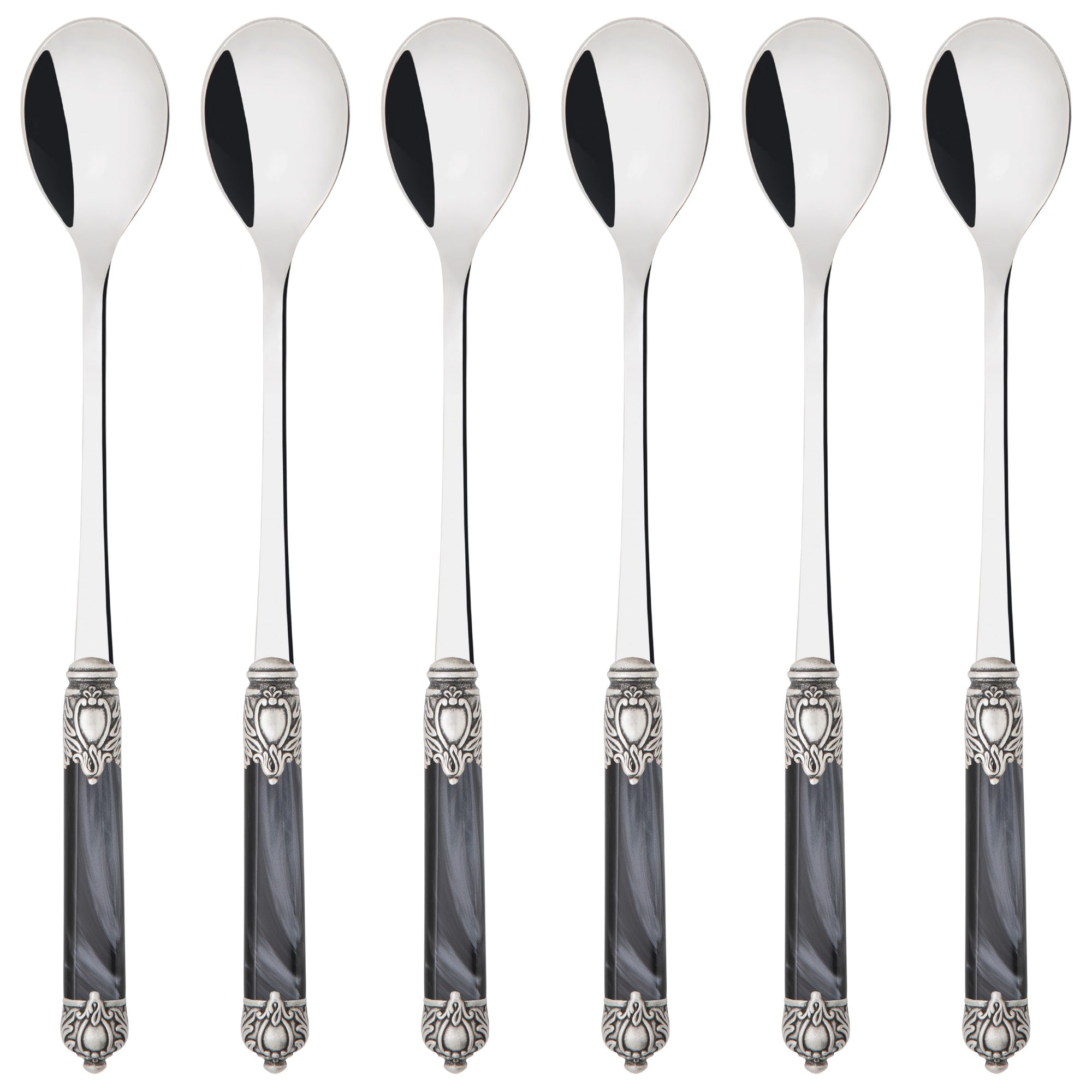 Rinascimento Antique Silver Ice Tea Spoon Set, Charcoal — Casa Bugatti