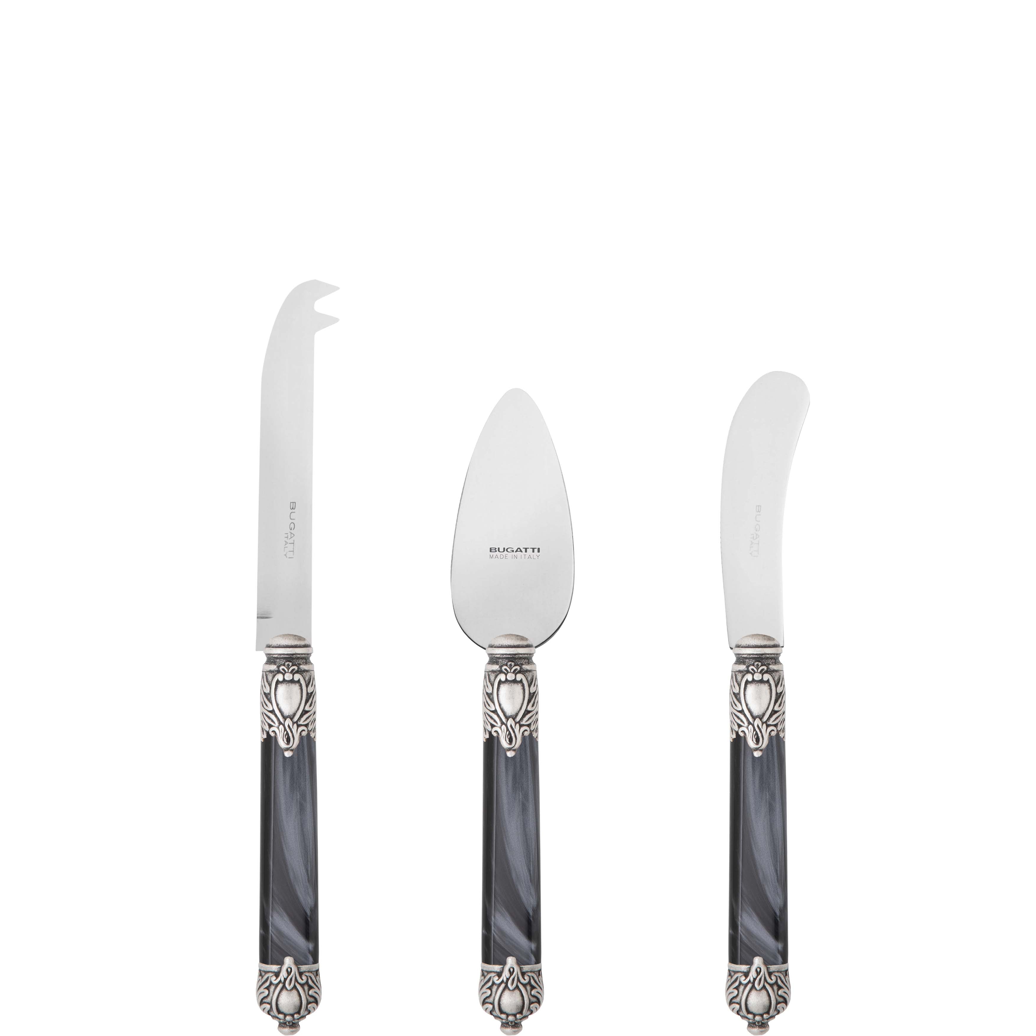 Rinascimento Antique Cheese Knives Set in Gift Box - Charcoal