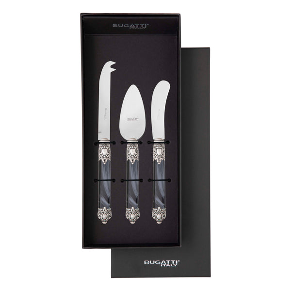 Rinascimento Antique Cheese Knives Set in Gift Box - Charcoal