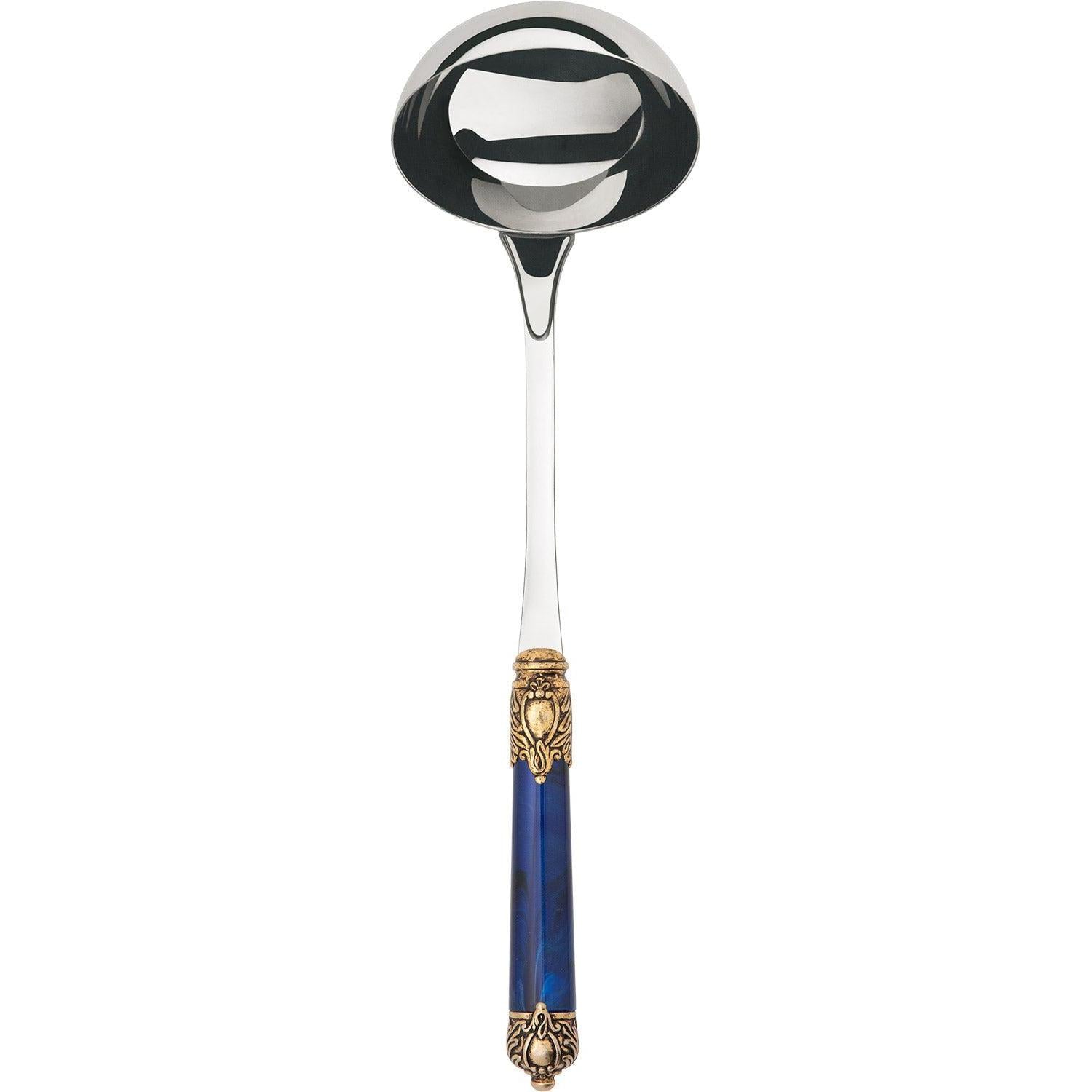 Rinascimento Antique Gold Soup Ladle - Royal Blue-Casa Bugatti USA