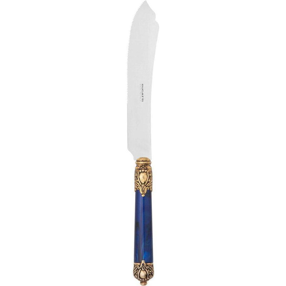 Rinascimento Gold ring Cake Knife 28 cm (11.02 Inch) - Royal Blue