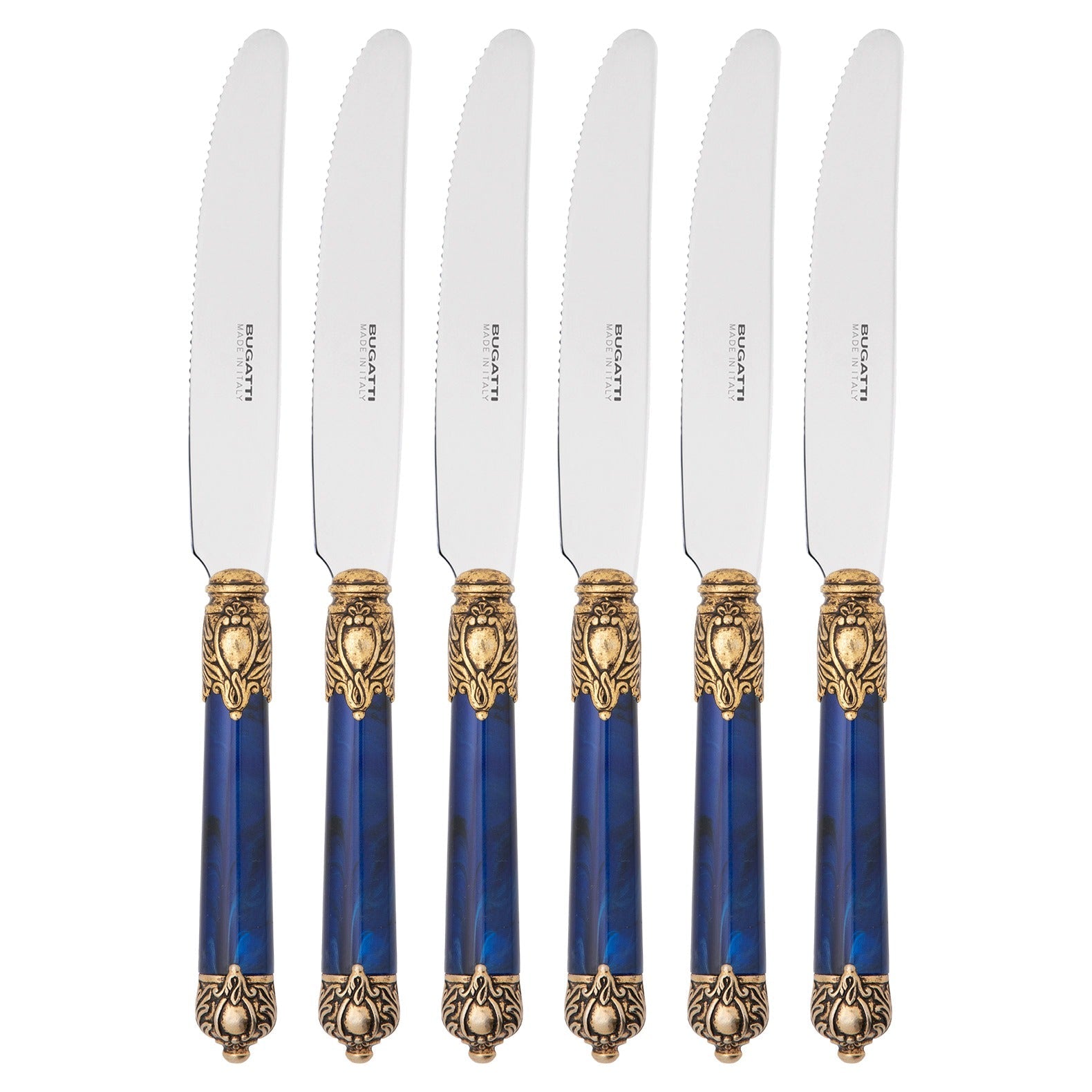 Rinascimento Antique Gold Fruit Knife Set 17,5 cm (6.89 Inch) - Royal Blue-Casa Bugatti USA