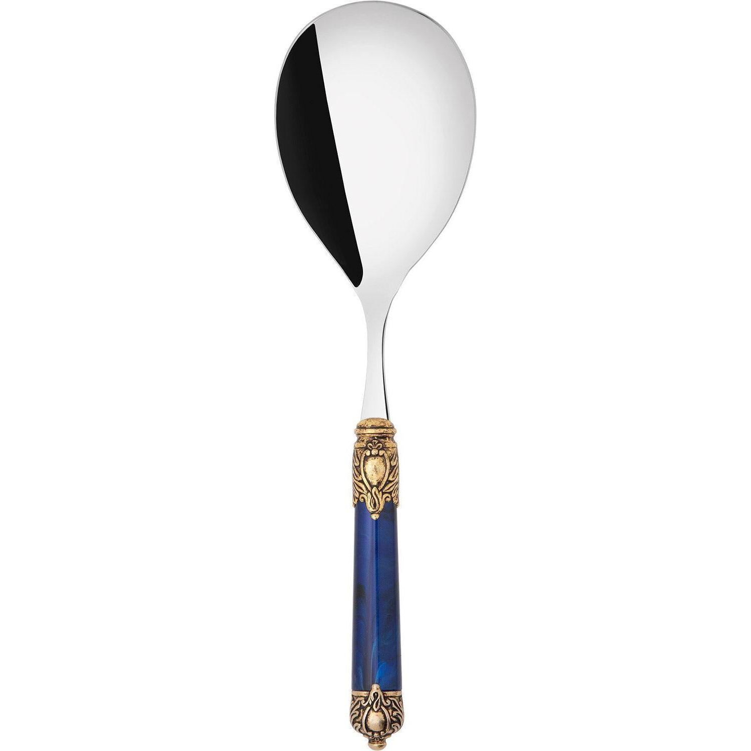 Rinascimento Antique Gold Rice Casserole Serving Spoon - Royal Blue-Casa Bugatti USA